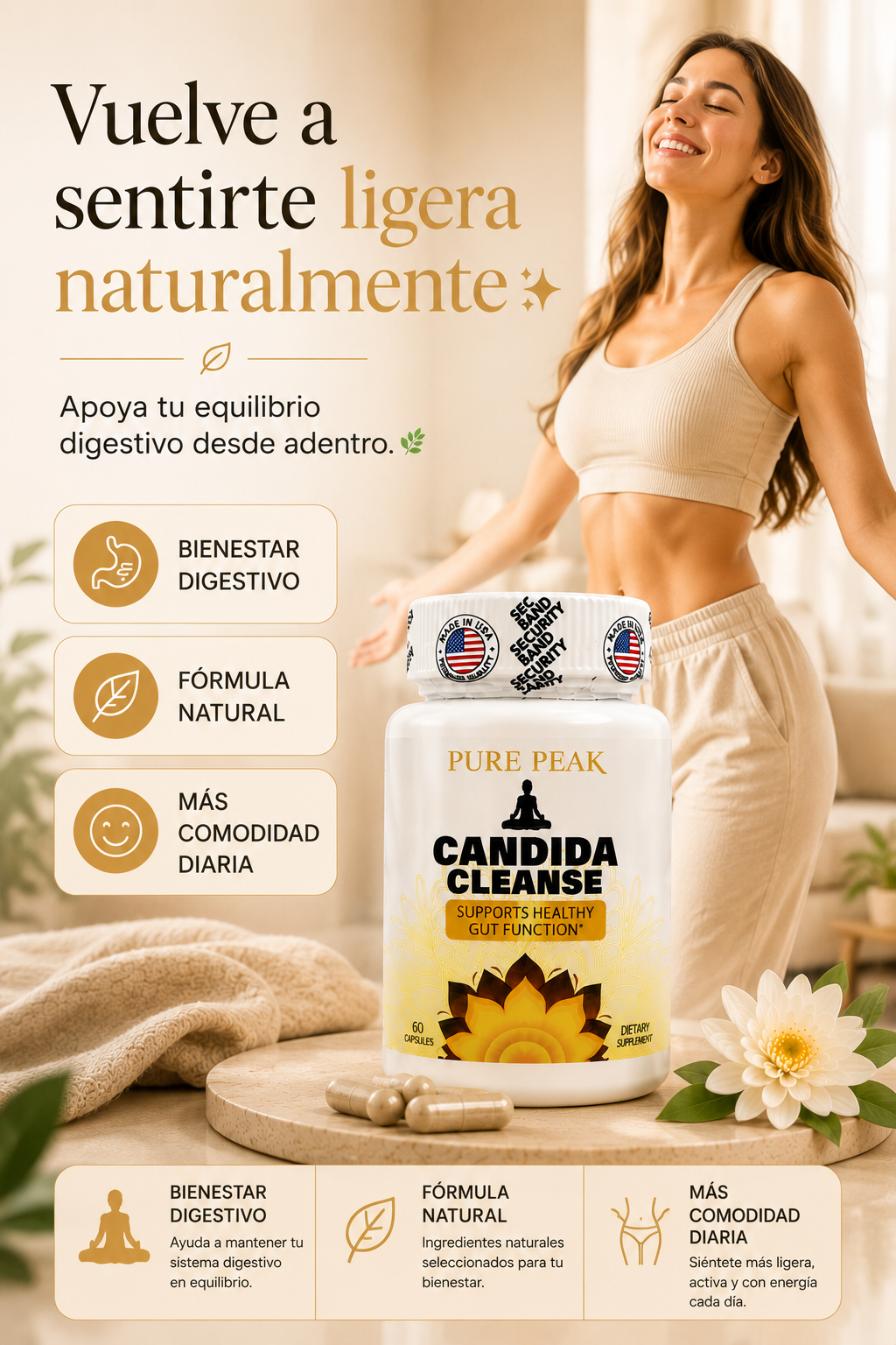 Candida Cleanse, 60 Cápsulas | Recupera tu equilibrio íntimo y digestivo naturalmente  🌿